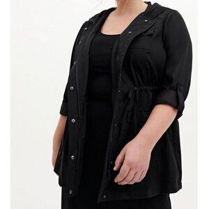 Torrid Black Tencel Tie-Front Hooded Anorak Size 2